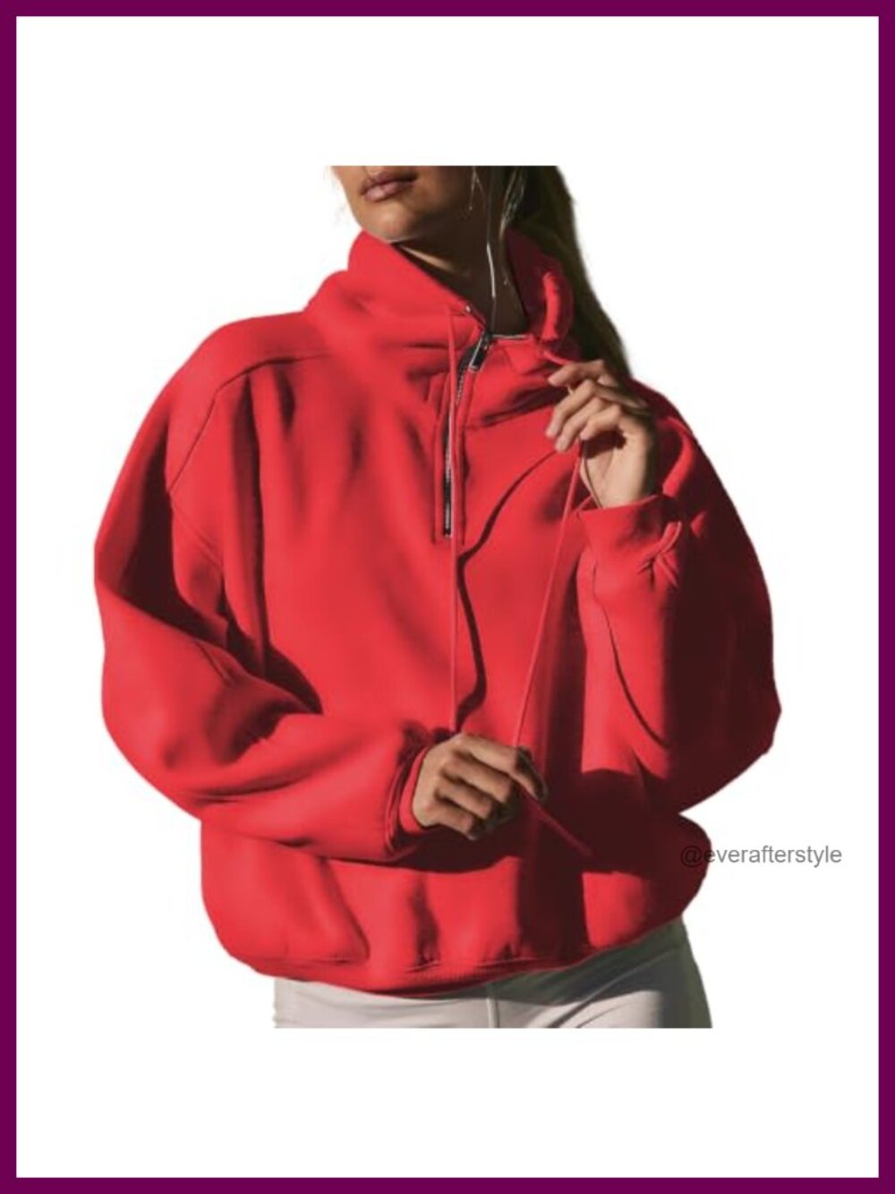 Women's Oversized Half Zip Sweatshirt Long Sleeve Drawstring Pullover with